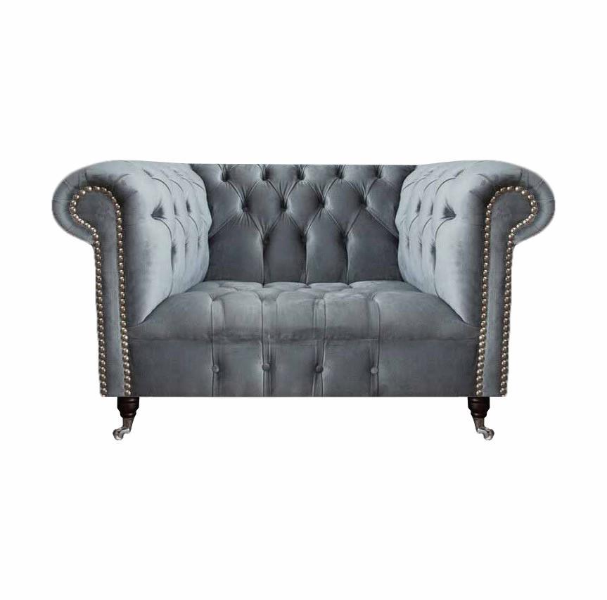 Wohnzimmer Grau Sessel Chesterfield Polster Sitz Möbel Neu Textil
