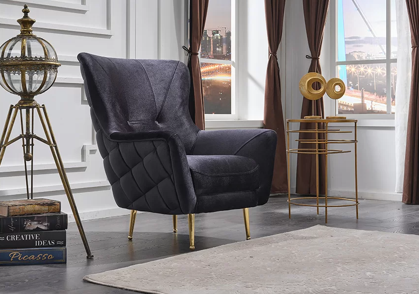 Textil Sessel Grau Polstermöbel Luxuriöse Wohnzimmer Polster Design Sitz