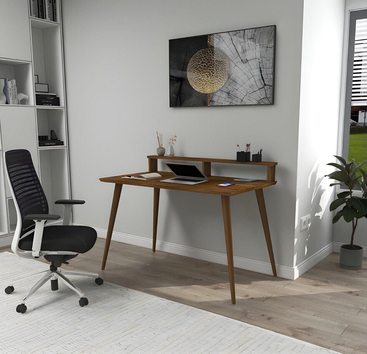 Dunkelbrauner Computertisch Designer Büro Schreibtische Edle Holz Möbel