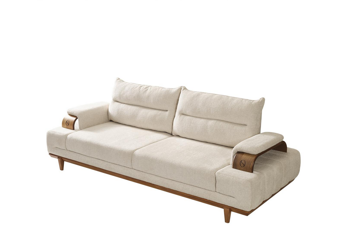 Stilvolle Weiß 3-Sitzer Sofa Gepolstert Wohnzimmer Möbel Luxus Sitzer