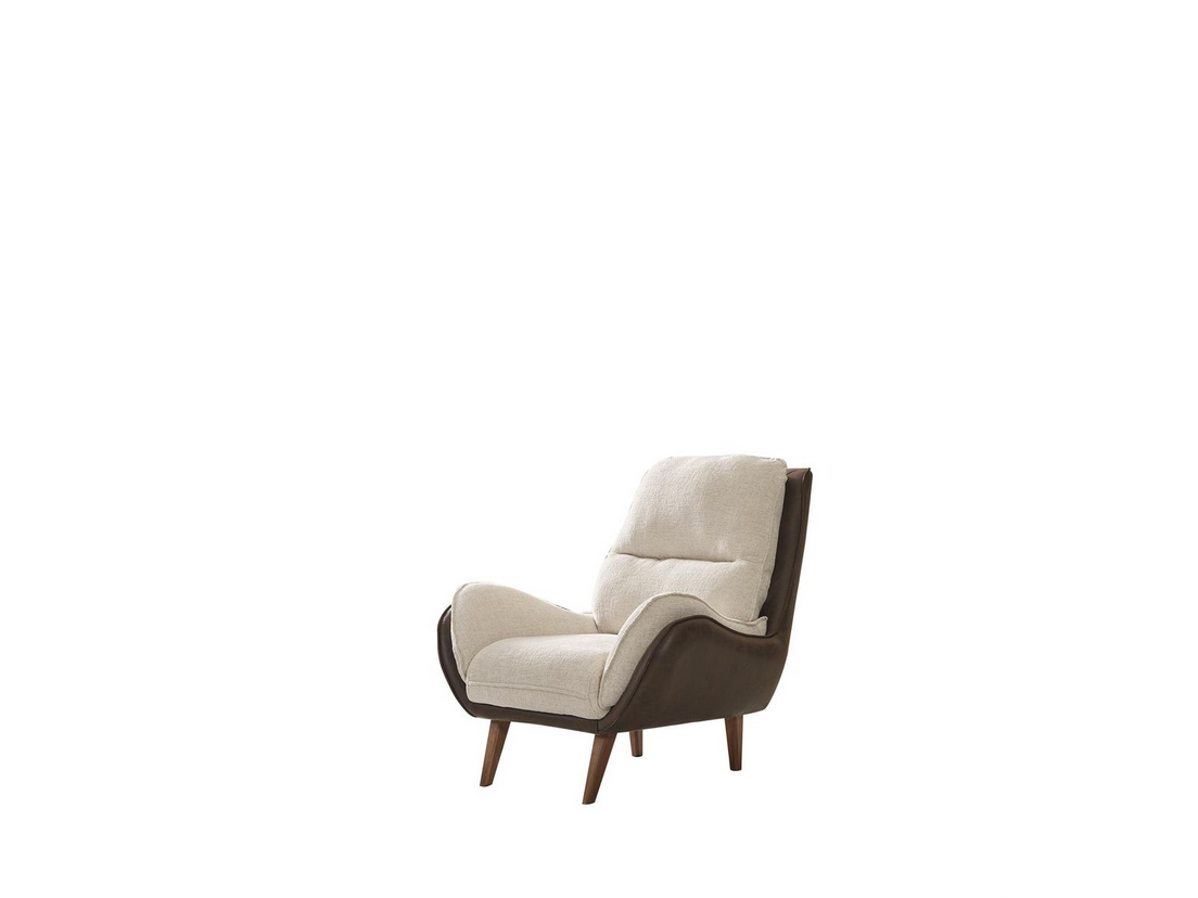 Stilvolle Weiß / Braun  Sessel Gepolstert Wohnzimmer Möbel Luxus Sitzer