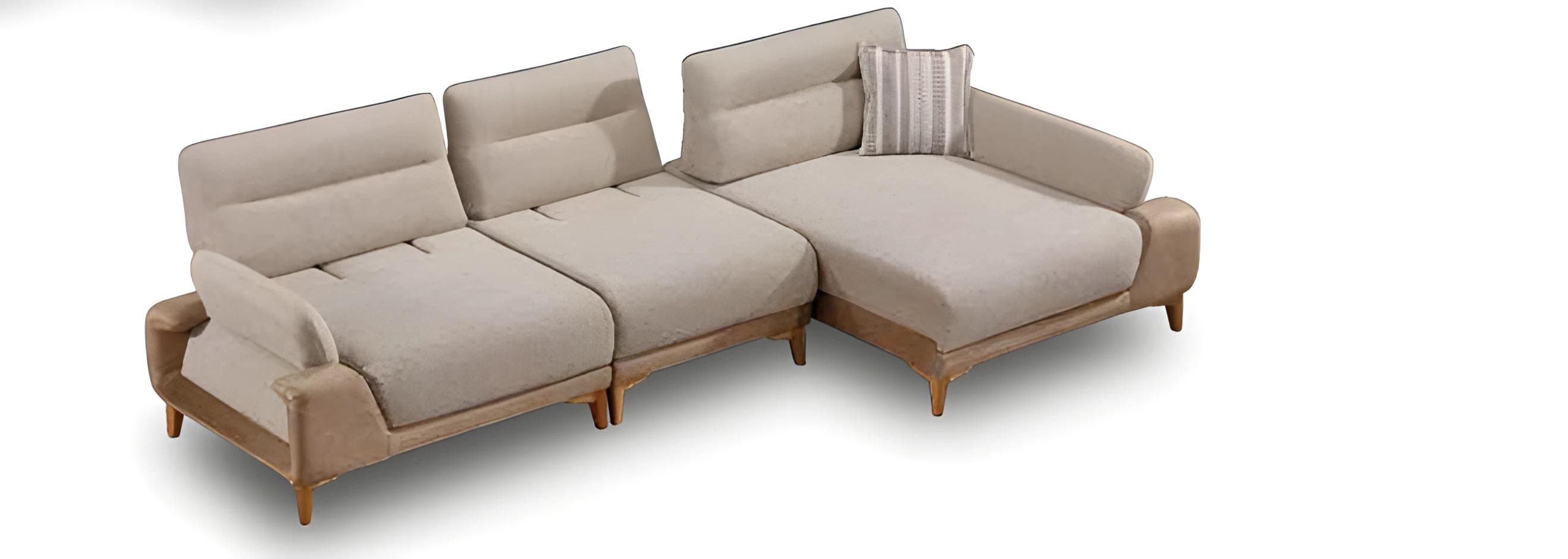 Ecksofa L-Form Beige Stoff Modern Wohnzimmermöbel