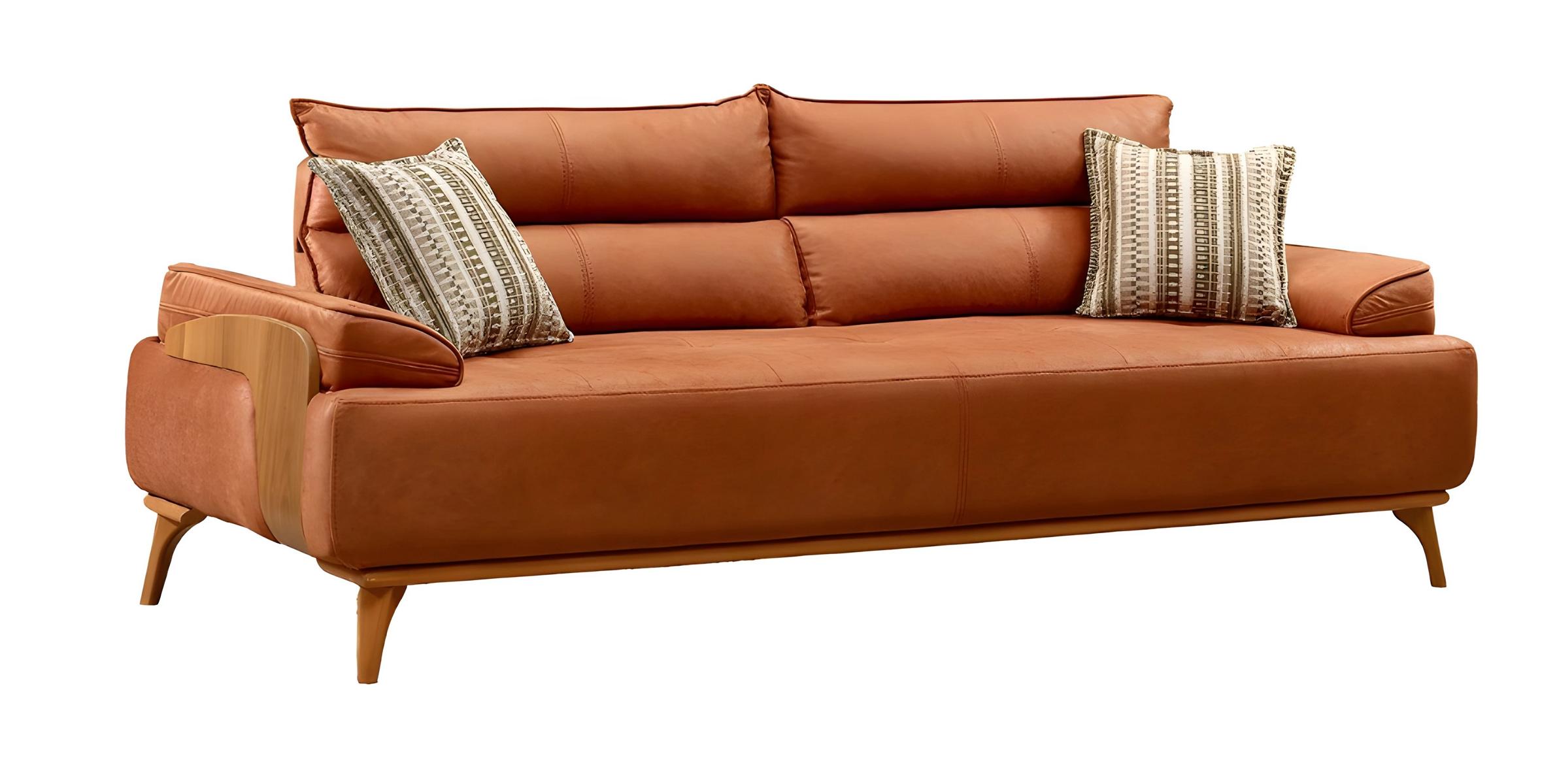 Elegantes orangefarbenes Stoffsofa 3-Sitzer modernes Design
