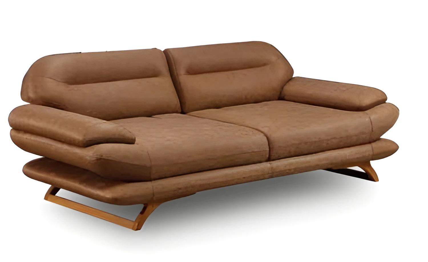 Moderner brauner Stoffsofa 3-Sitzer mit Holzrahmen