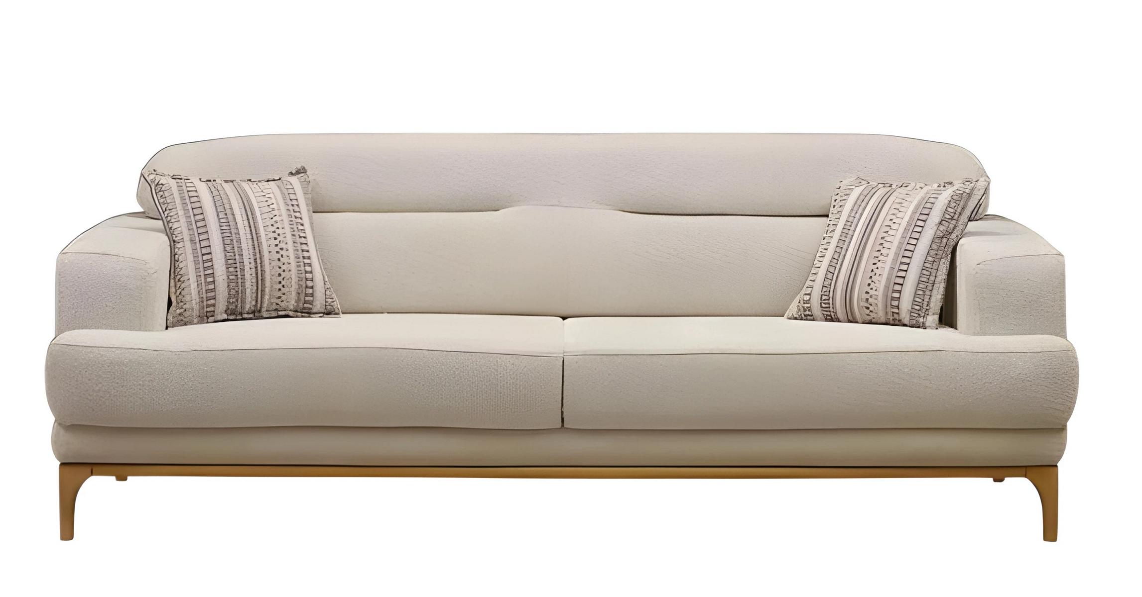 Elegantes weißes Stoffsofa mit Holzrahmen im modernen Design