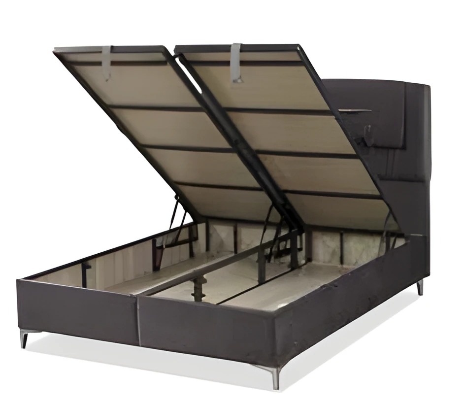 Braunes Bett aus Holz mit modernem Design und eleganter Optik