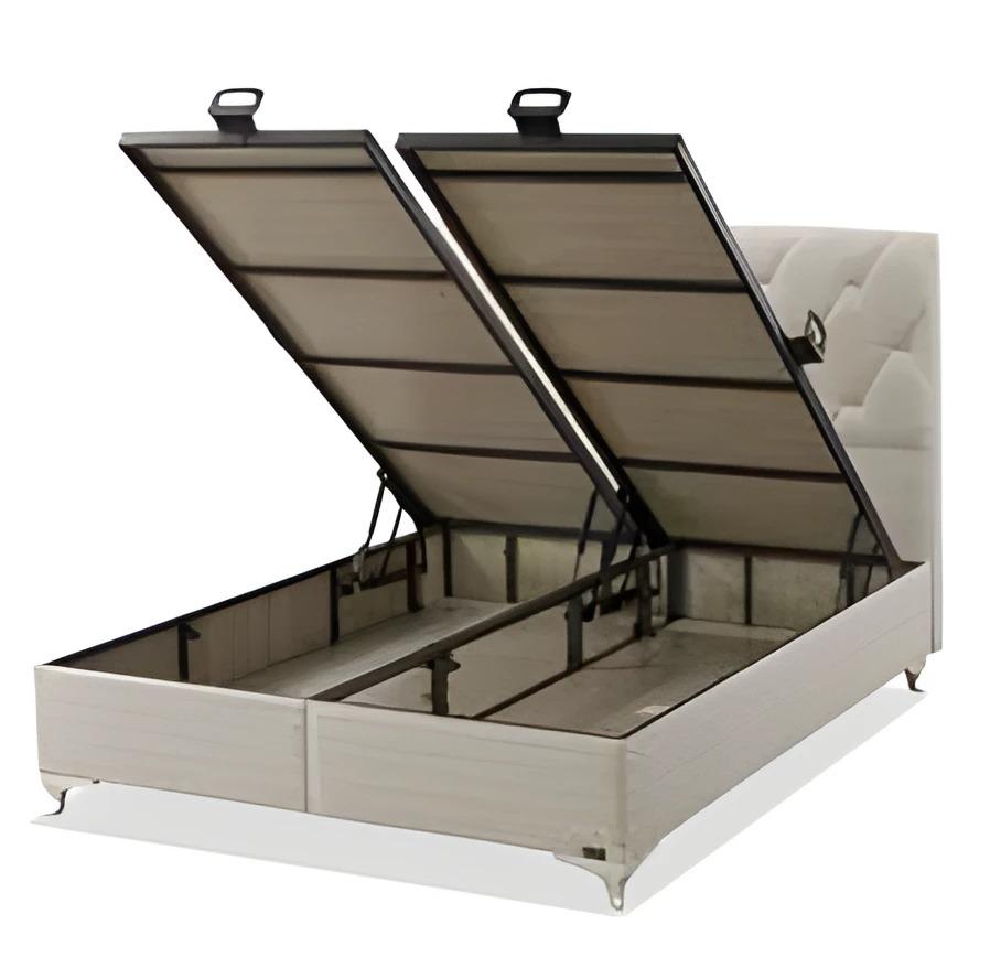 Weißes Textil-Holz Bett im modernen Design