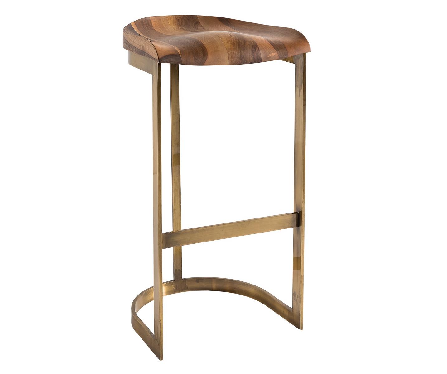 Brauner Holz Barstuhl Elegant Modern Sitzhocker für Wohnzimmer