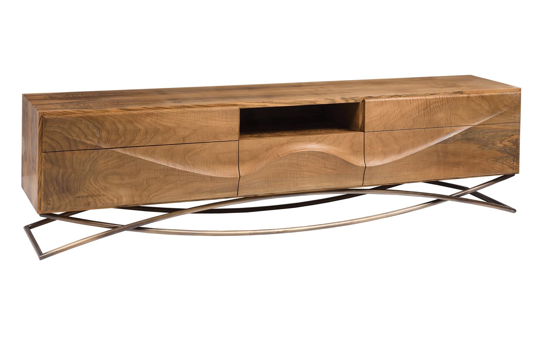 Eleganter brauner Konsolentisch aus Holz und Metall