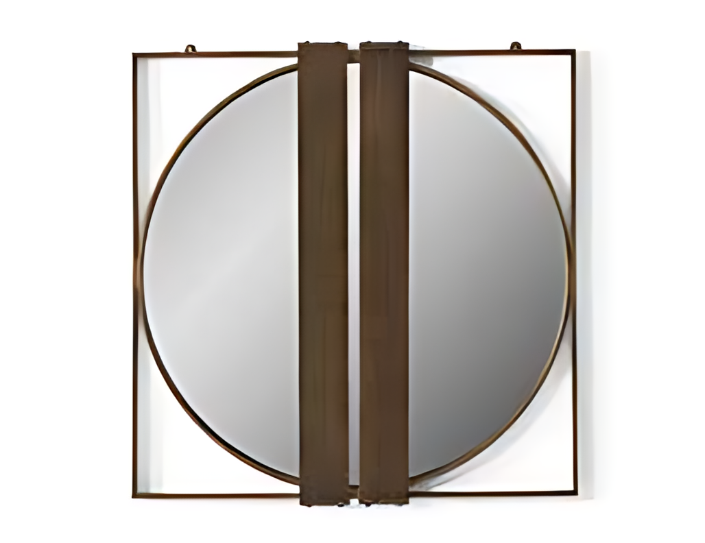 Wandspiegel mit rundem Spiegelglas in quadratischem Rahmen Spiegel