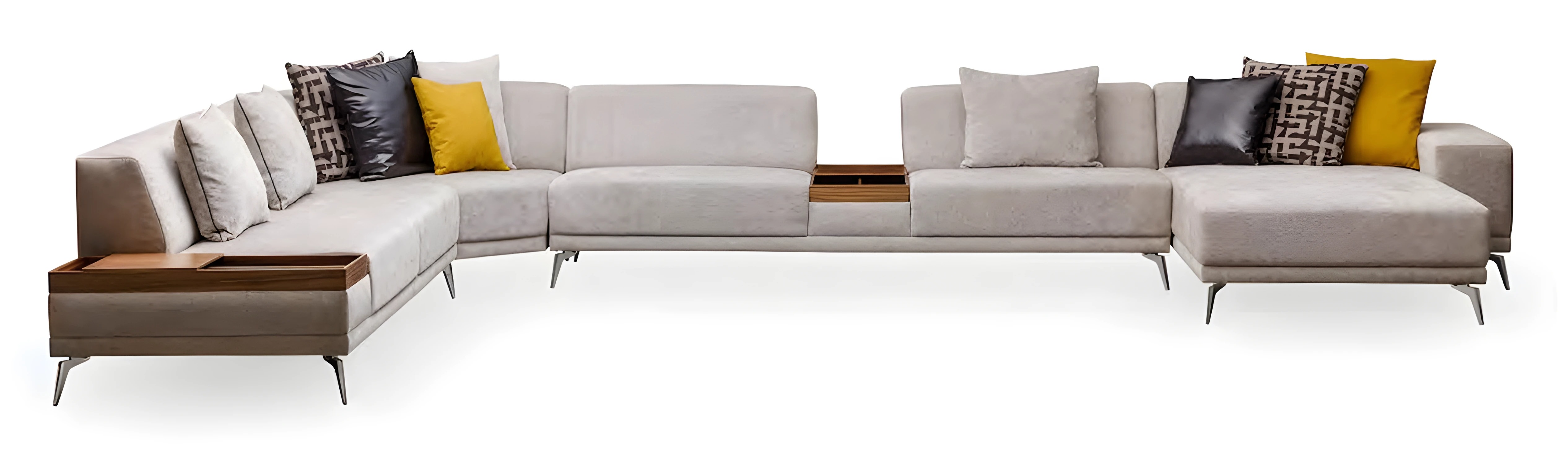 Modernes weißes Stoff-Ecksofa aus Holz für eleganten Wohnstil