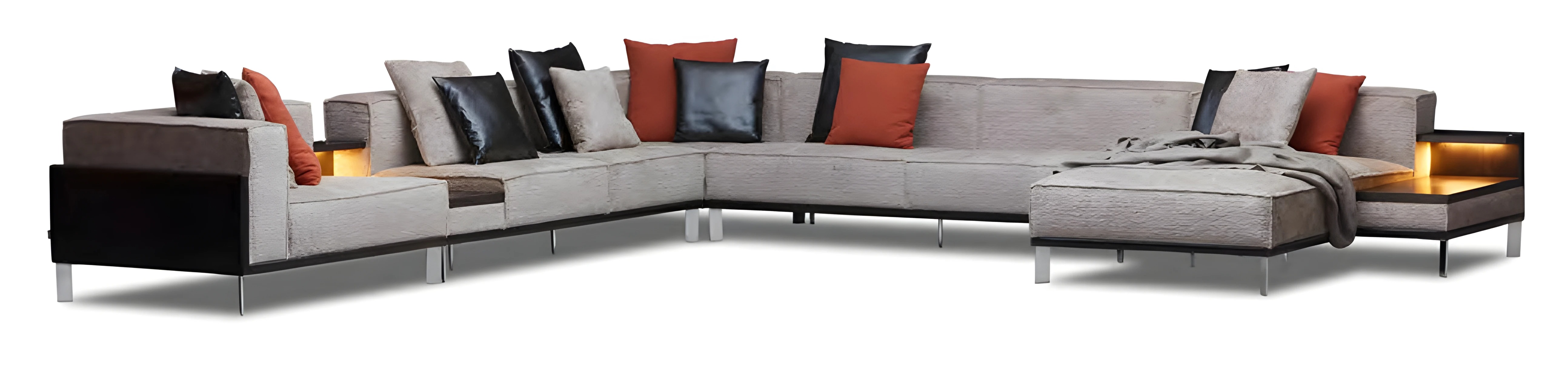 Elegantes graues Ecksofa aus Stoff im modernen Design