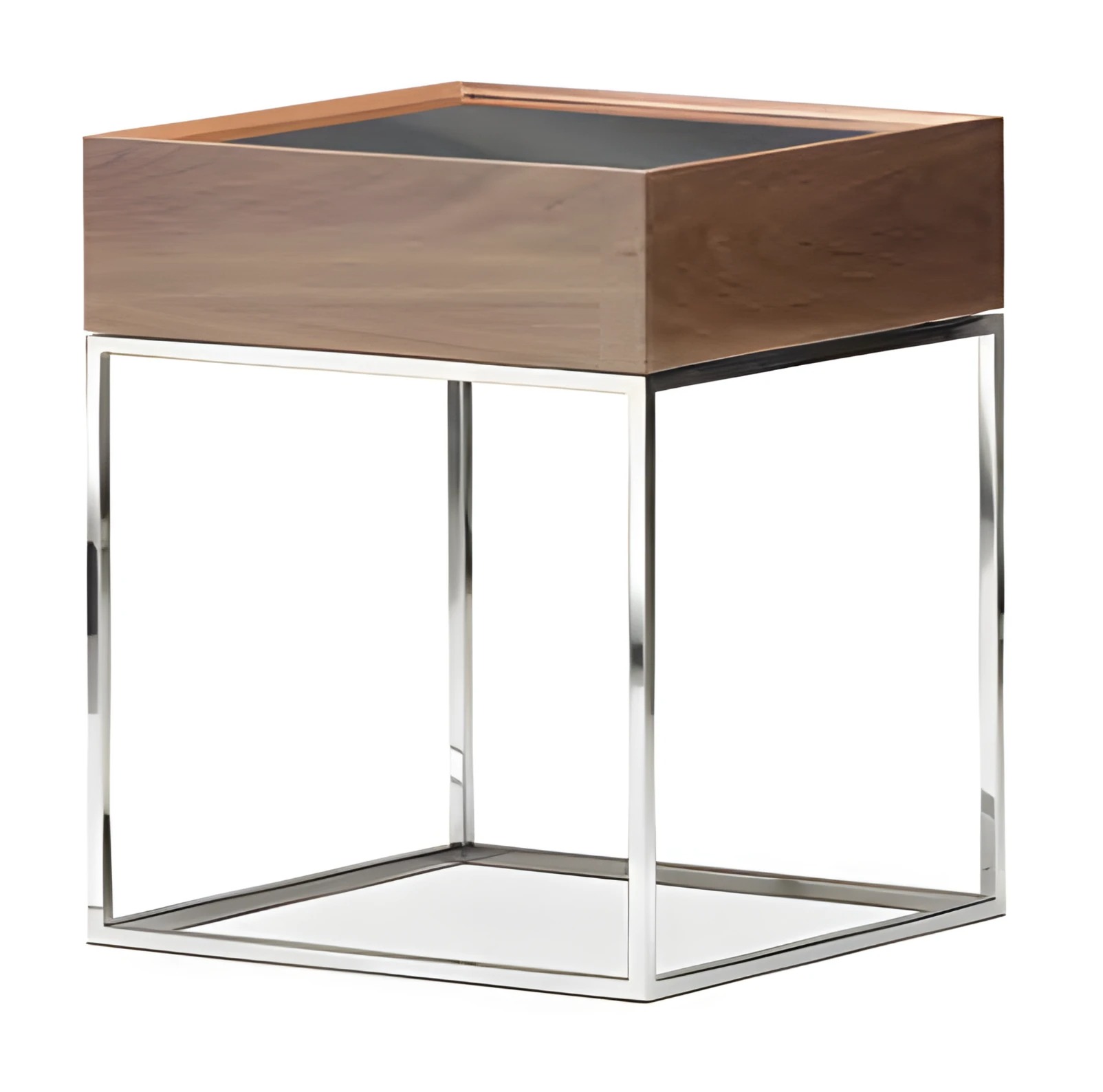 Beistelltisch aus Holz und Metall in Braun modern elegant