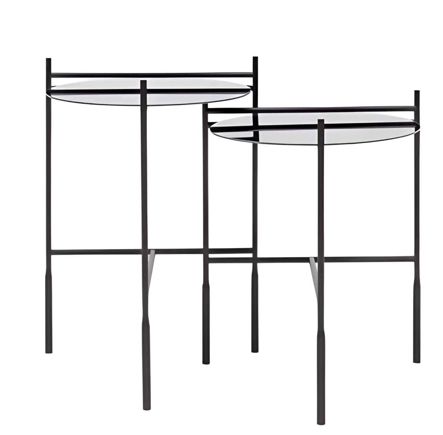 Zwei stilvolle Beistelltische Luxus Tisch Glastisch Blumenständer Metall