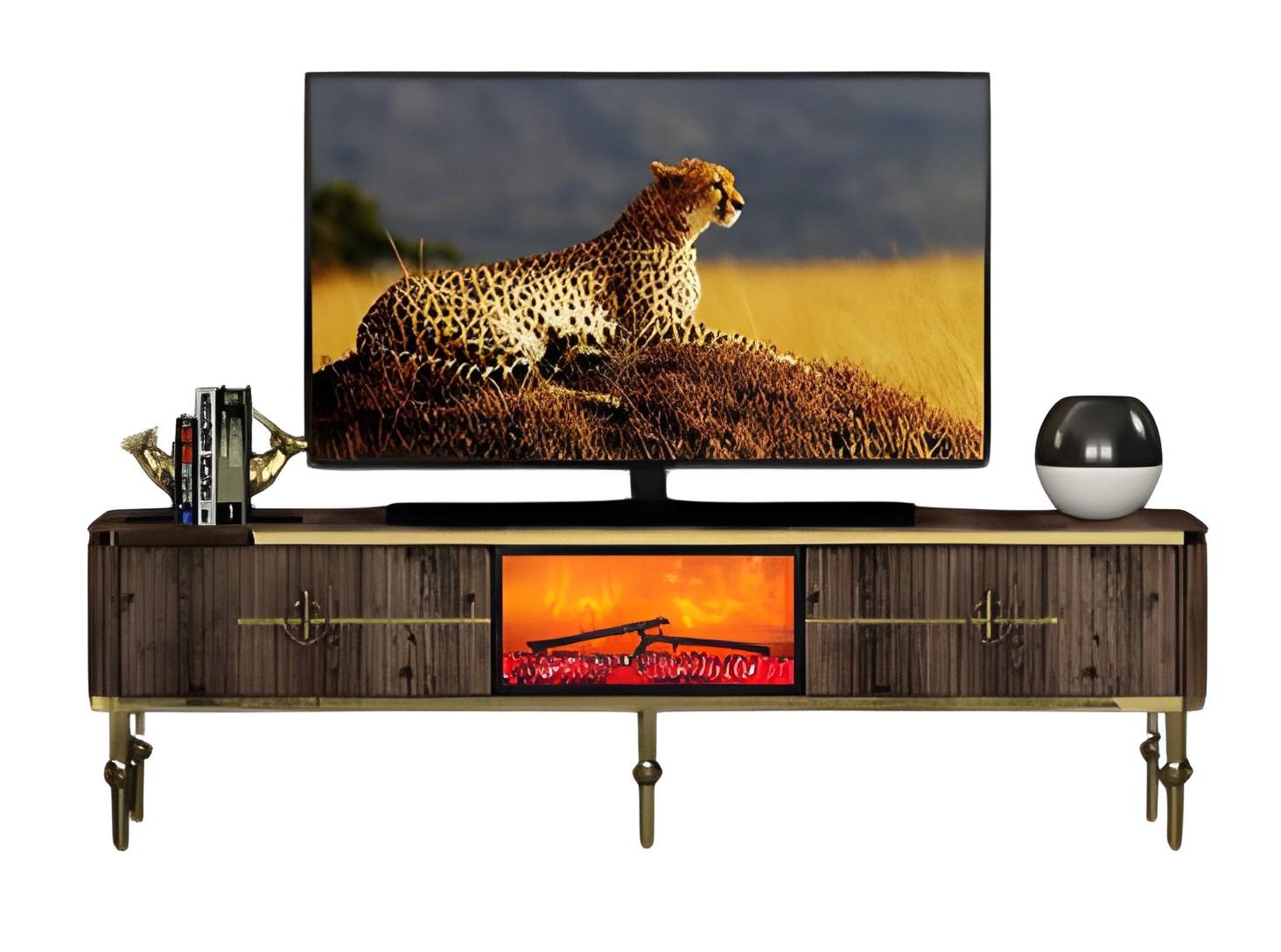 TV Lowboard Sideboard Wohnzimmerschrank Dekokamin Minimalistisch Stilvoll