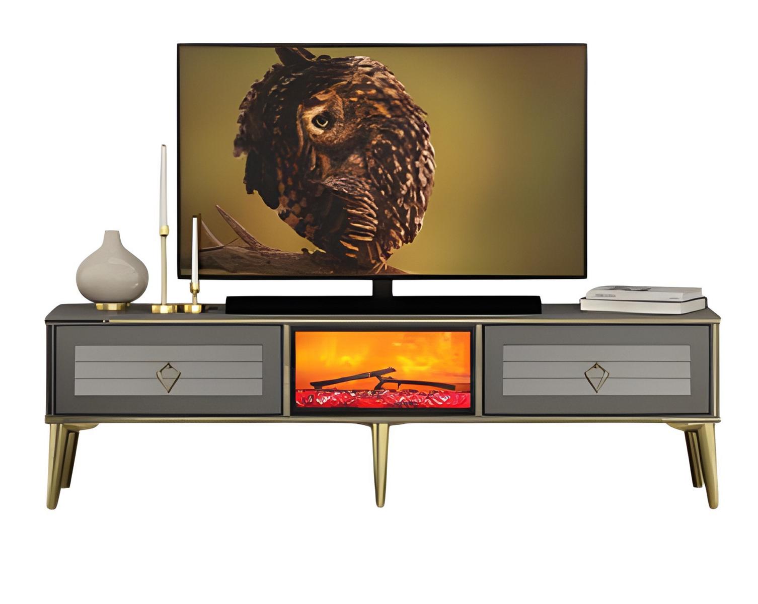 TV Lowboard Sideboard Dekokamin Elektrokamin Wohnzimmerschrank Modern Stilvoll