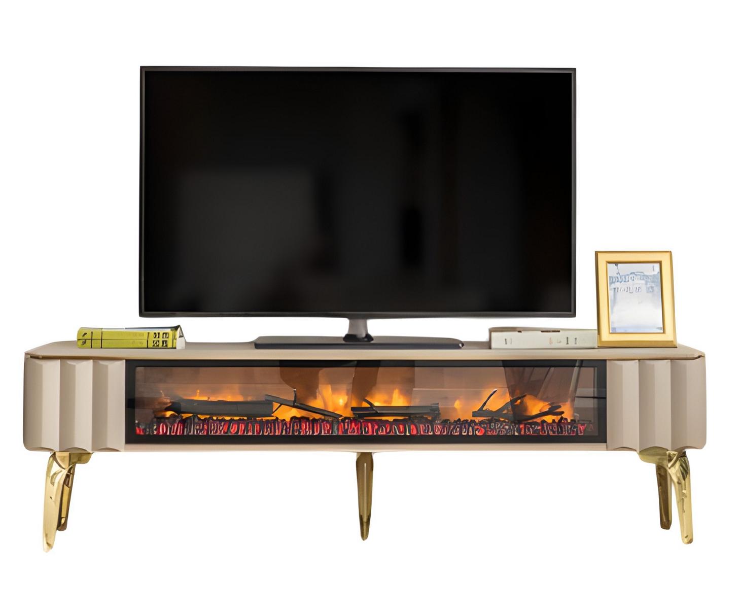 Luxuriöser TV-Schrank mit innovativem Feuerdesign und Schubladen