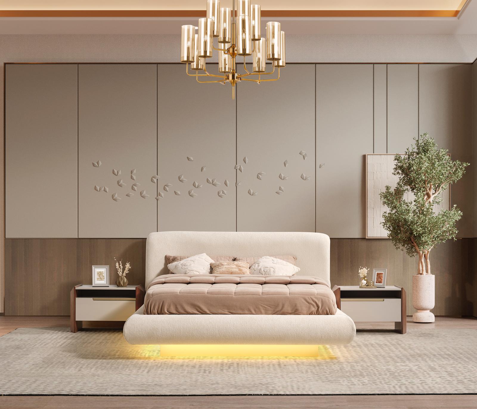 Elegantes Schlafzimmer-Set aus Holz in Beige mit modernem Design