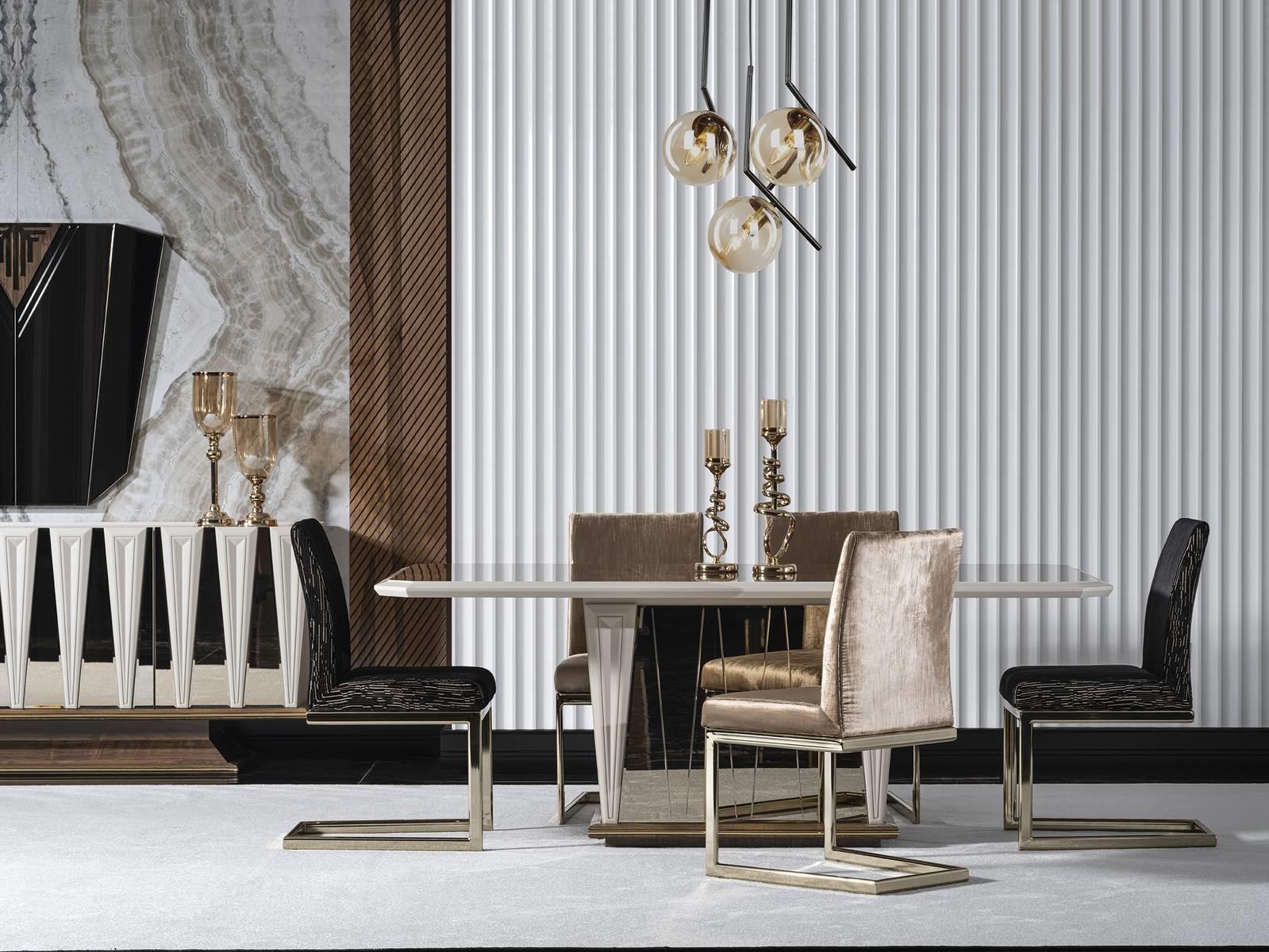 Elegantes 7-tlg. Esszimmer Set Braun aus Holz und Metall