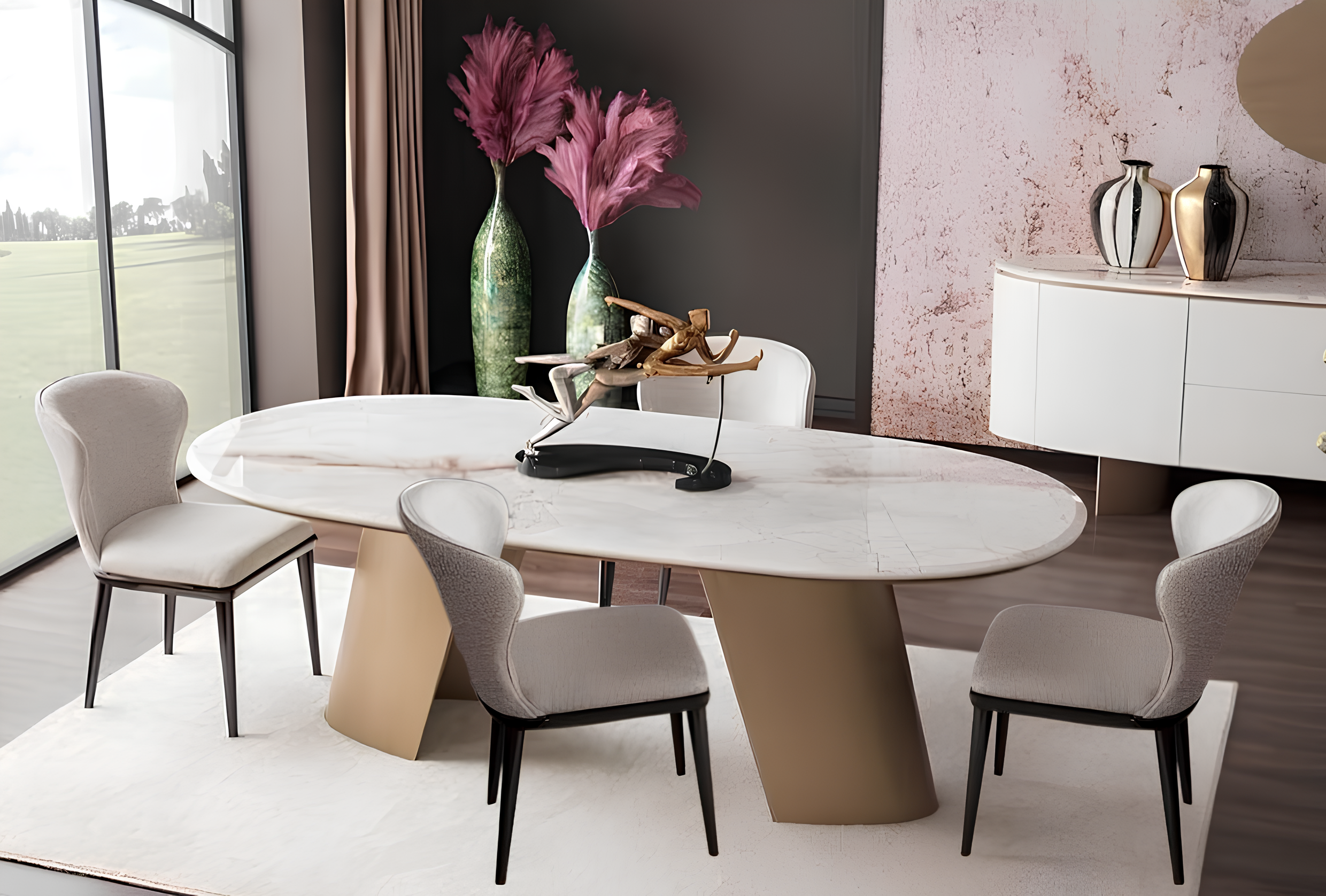 Esszimmer-Set mit stilvollem Esstisch und 6 komfortablen Stühlen