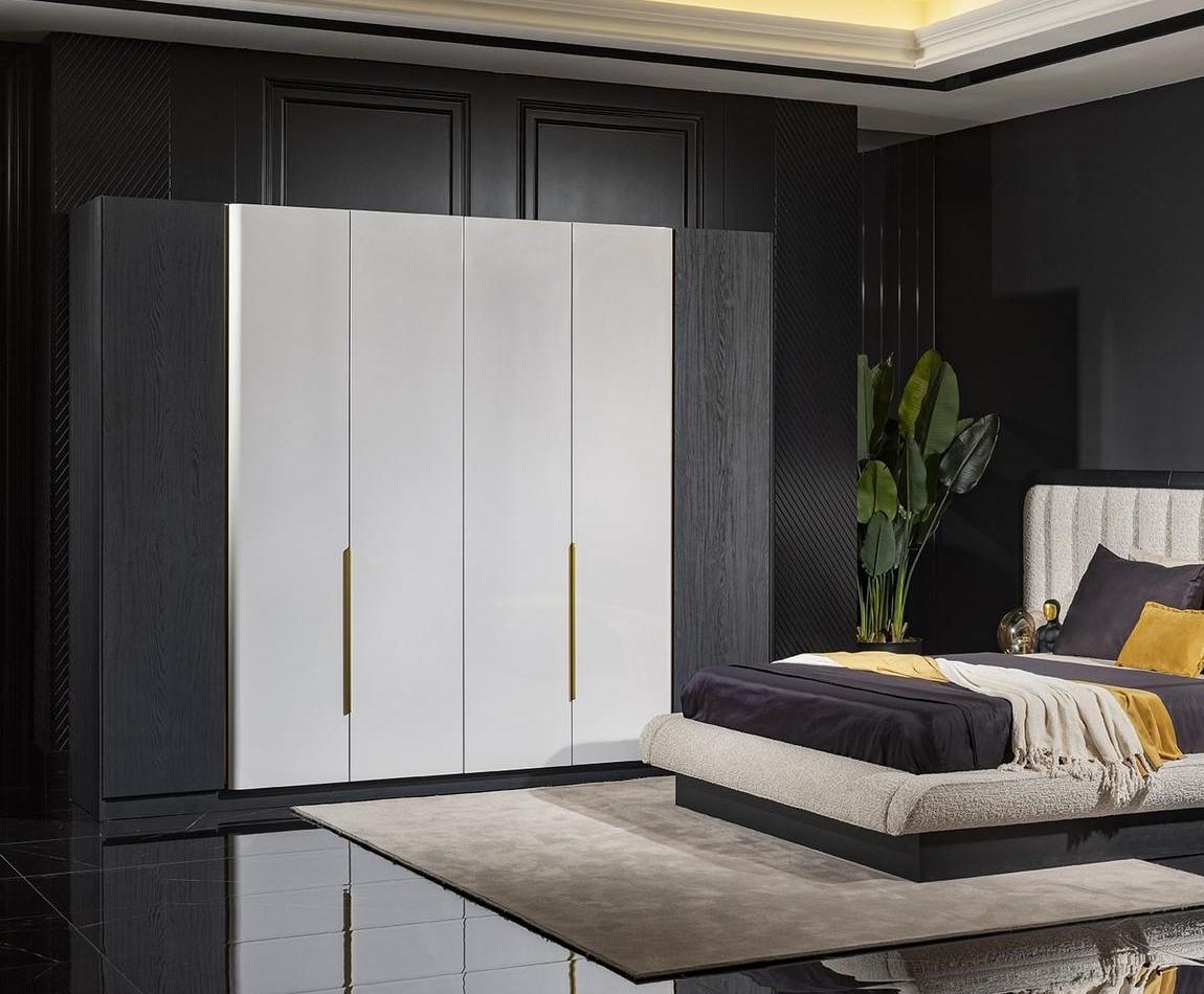 Eleganter schwarzer Kleiderschrank aus Holz im modernen Design