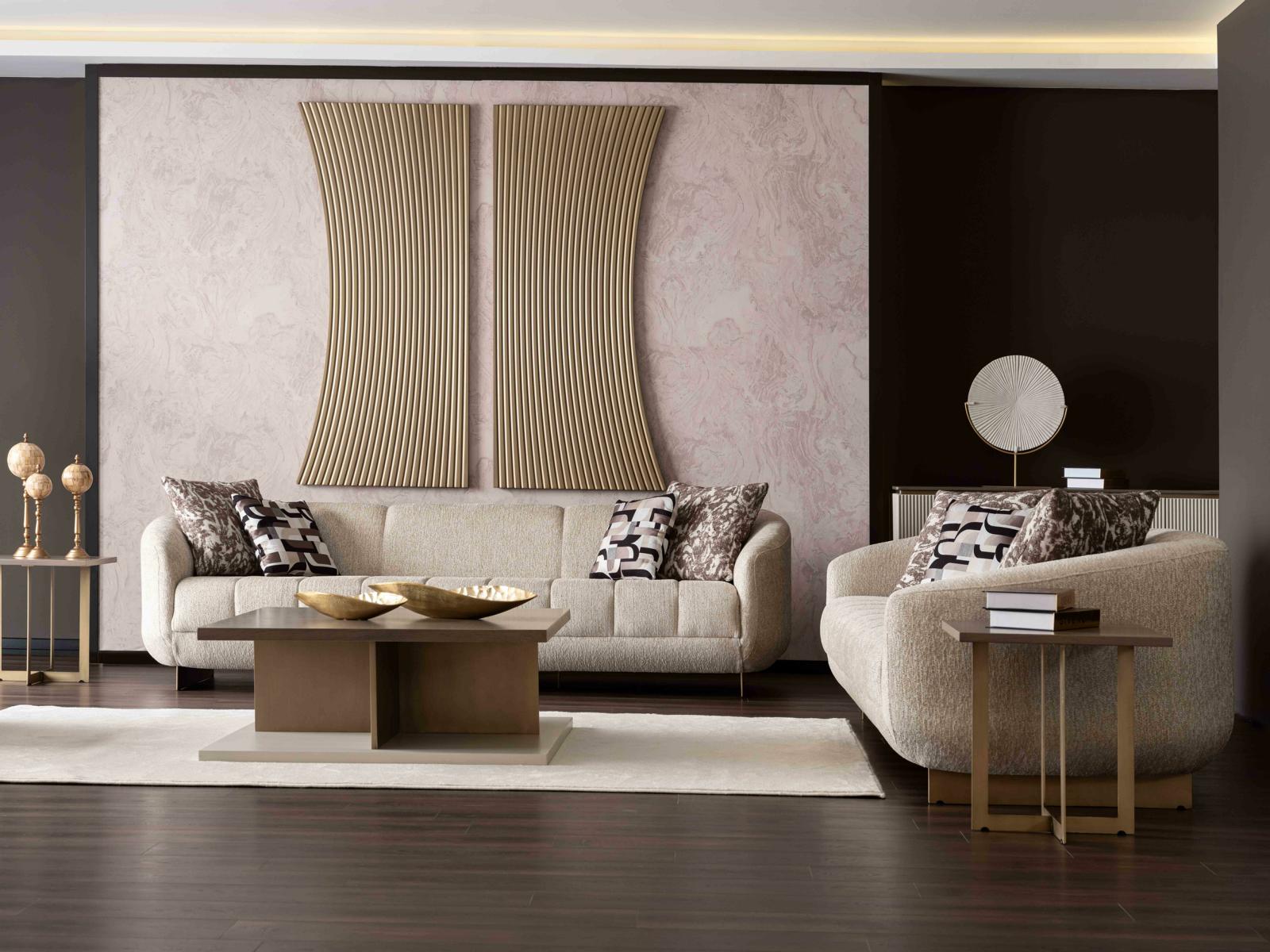 2x 3-Sitzer, Couchtisch & Beistelltische – stilvolles Set fürs Wohnzimmer