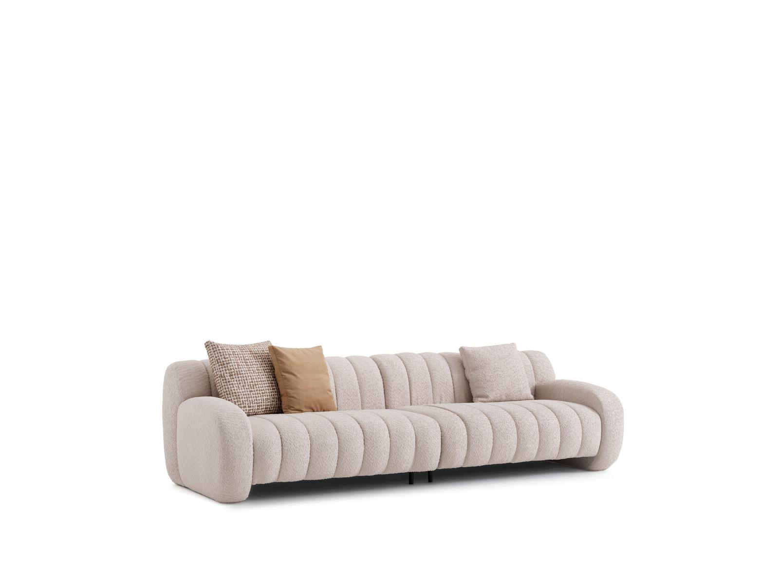 Beige Textil-Holz 4-Sitzer-Sofa modernes elegantes Design