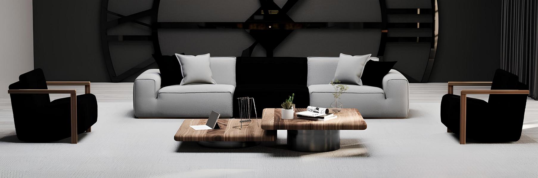 Sofa mit 2 Sesseln für das Wohnzimmer in stilvollem Design