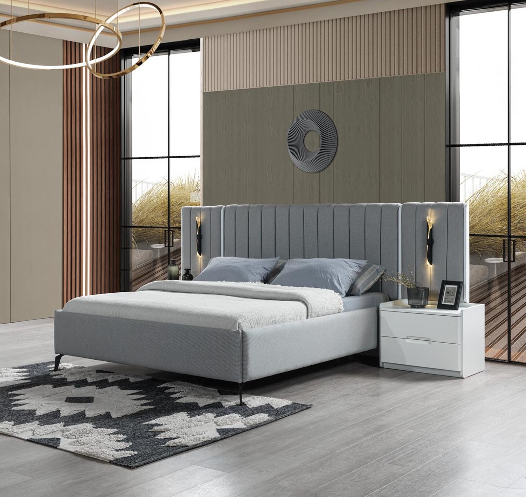 Schlafzimmer-Set mit Bett und 2 Nachttischen im modernen Design