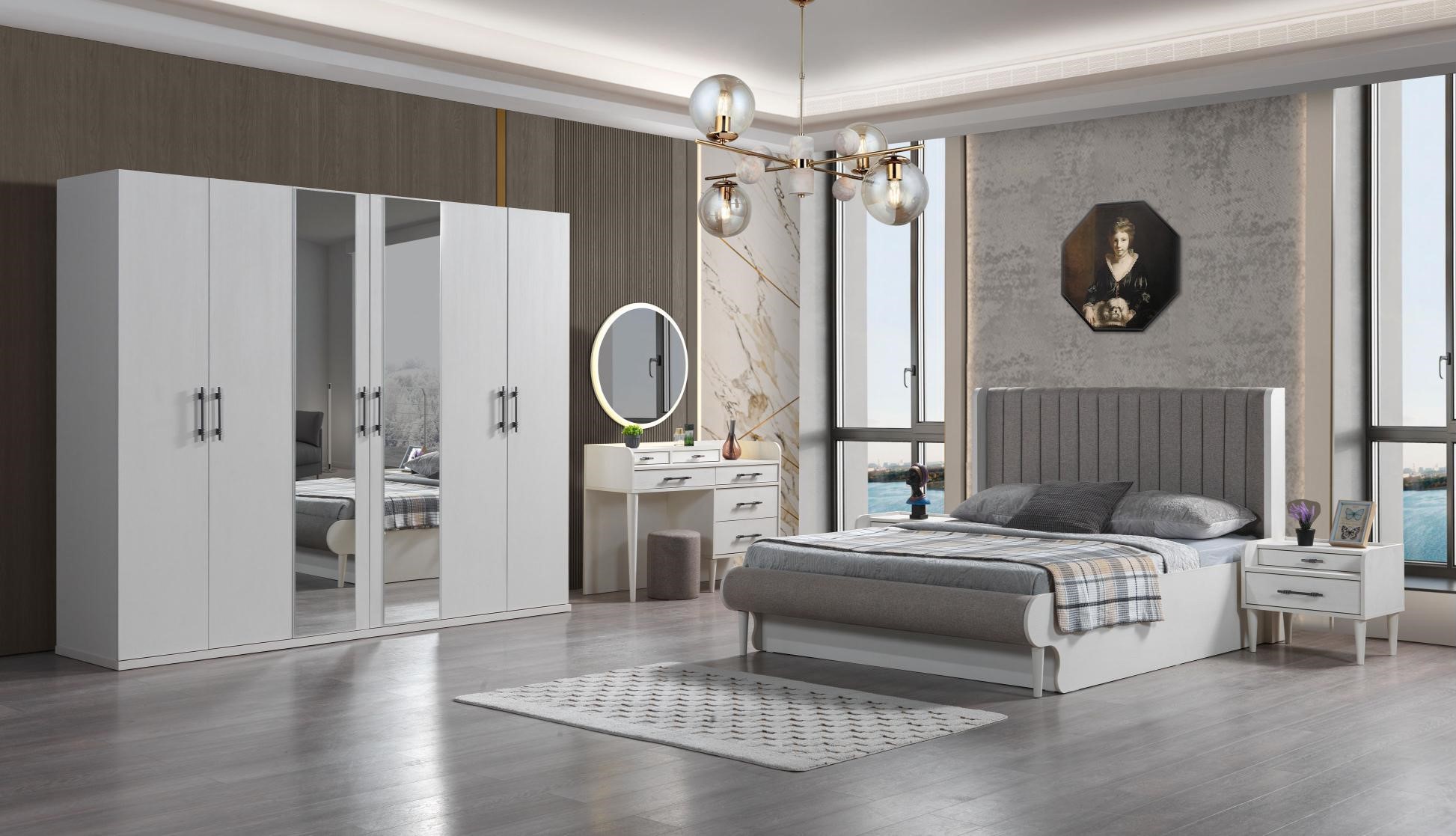 Komplettschlafzimmer 6-teilig Bett Schrank Nachttische modern