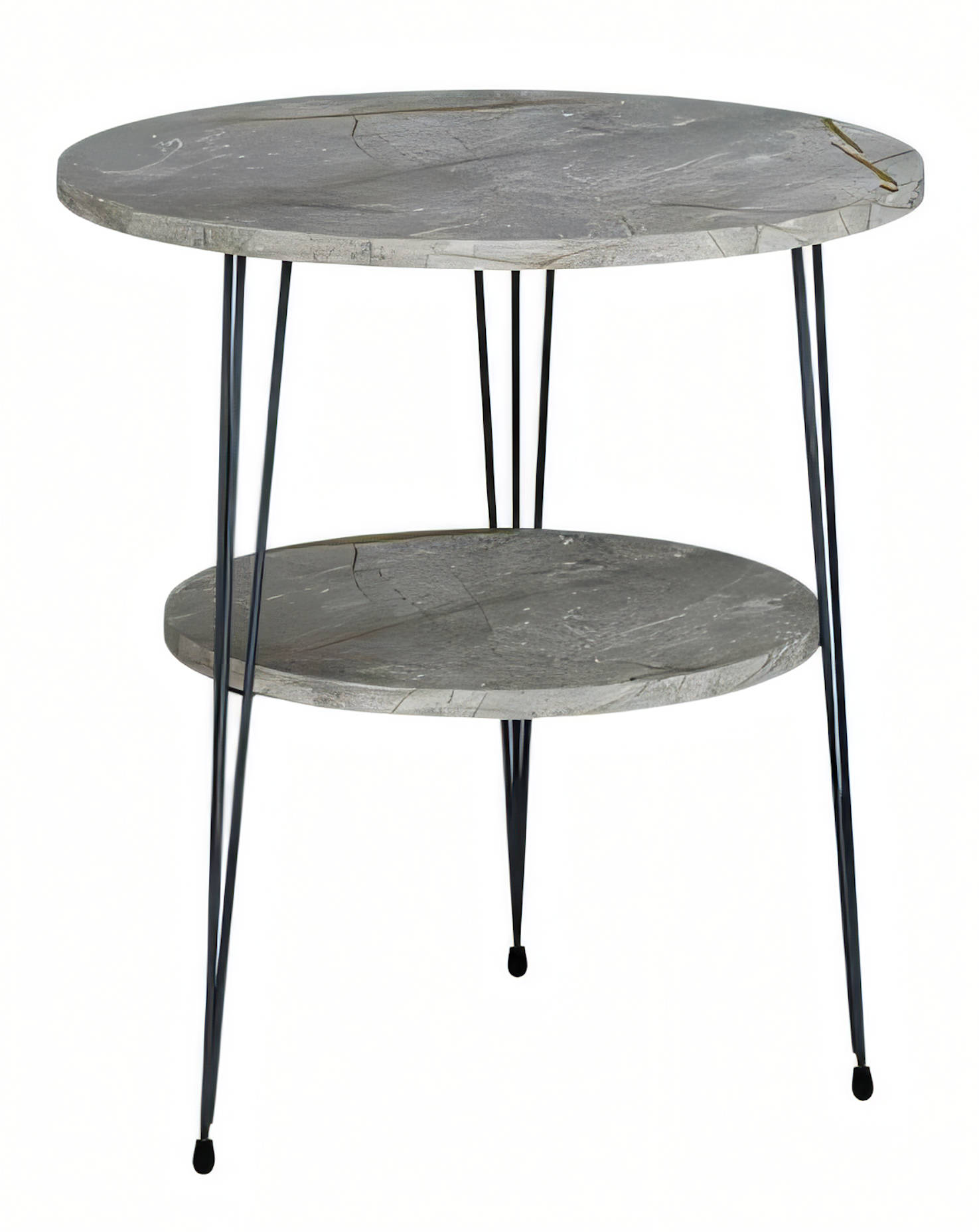 Design Couchtisch Rund mit Hocker Set Holz-Optik