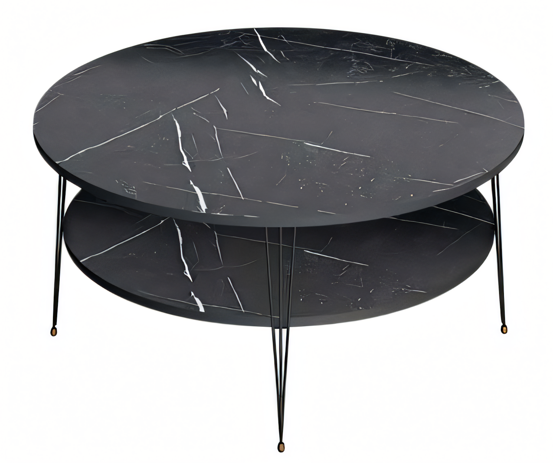 Eleganter schwarzer Couchtisch aus Holz mit Edelstahl-Design