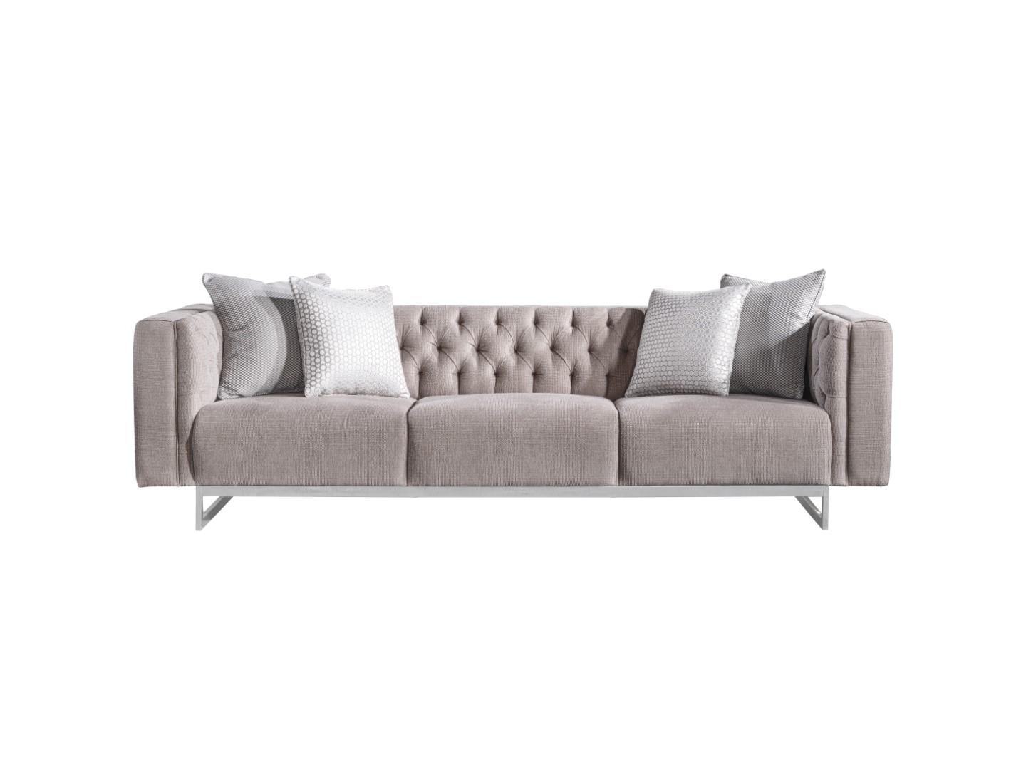 Modernes 4-Sitzer Sofa Beige Textil Holz Rahmen Elegant