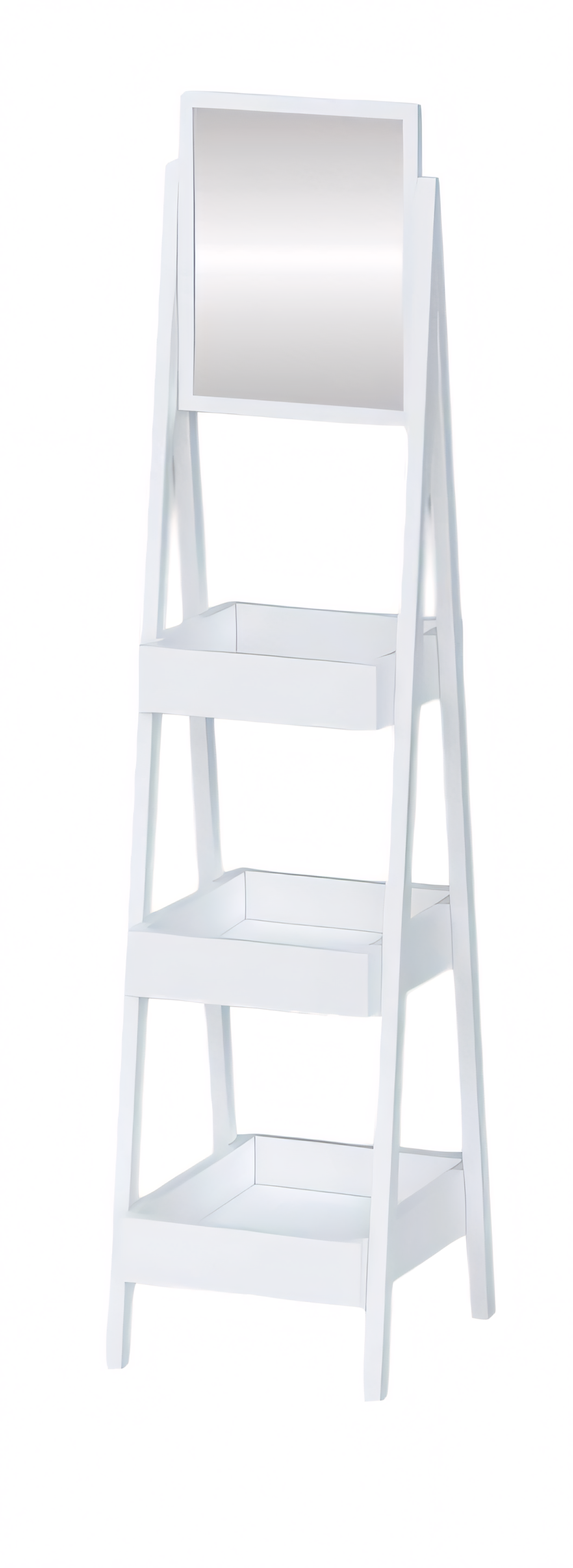 Elegantes weißes Regal mit Spiegel aus Holz für Flur Schlafzimmer