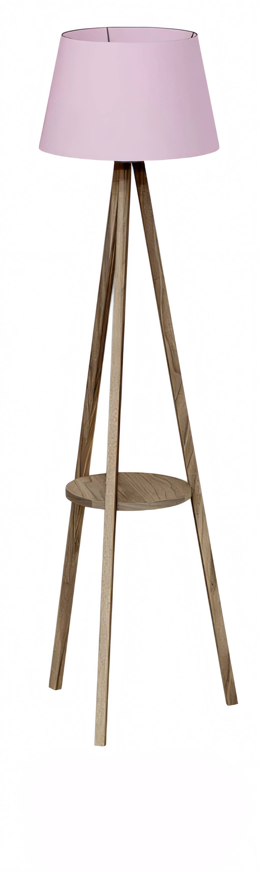 Rosa Holz Stehlampe mit Regal modernes Design stilvoll