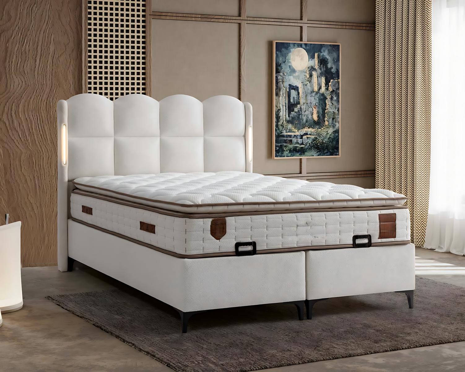 Elegantes weißes Bett mit Matratze in modernem Design