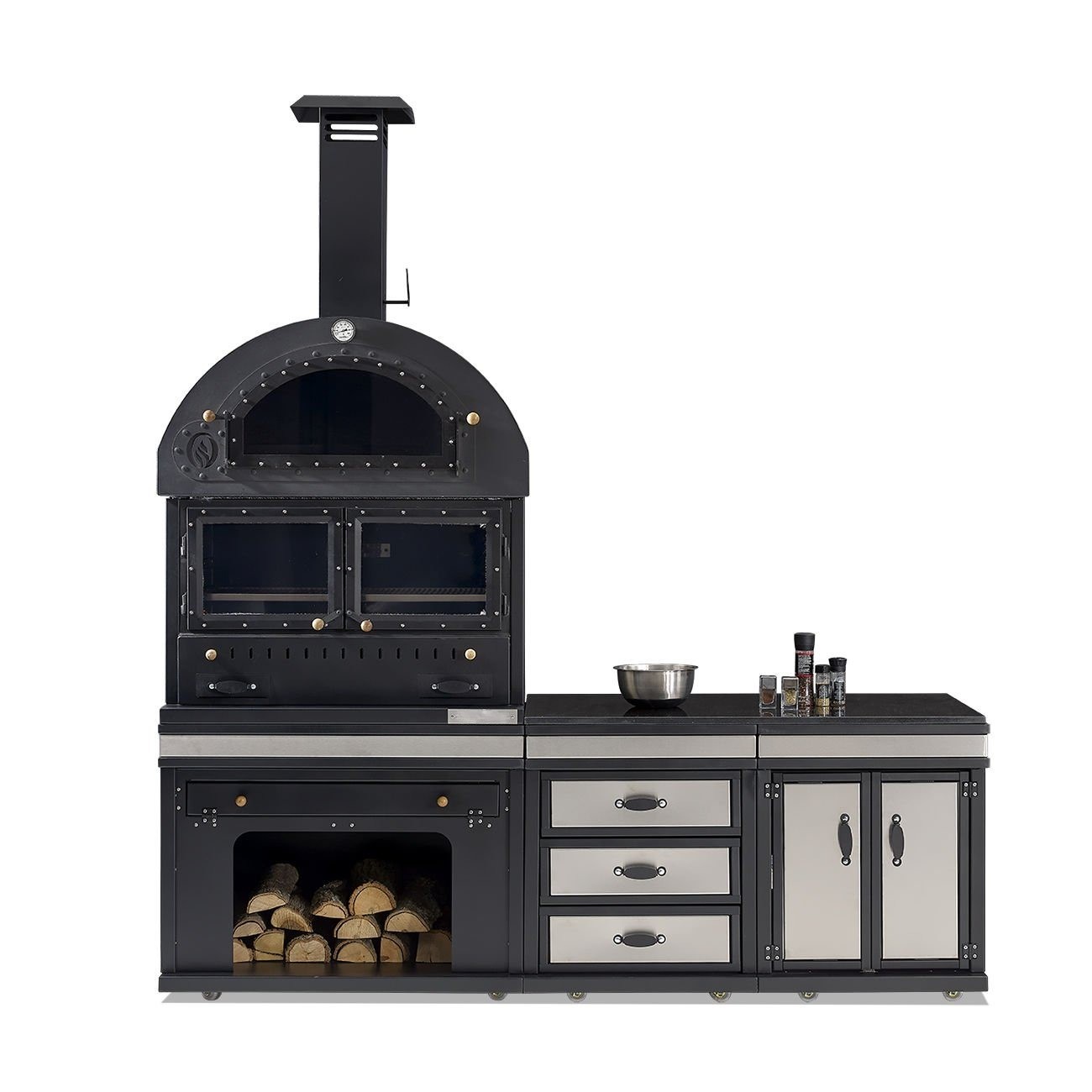 Außenküche aus Edelstahl in Schwarz modern langlebig