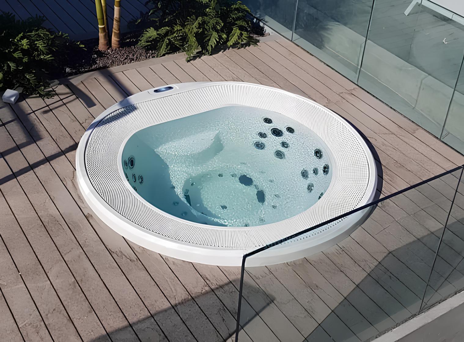Massagebad Outdoor-Spa Whirlpool Hot Tub Blubberbad Hydromassagewanne 240x240cm
