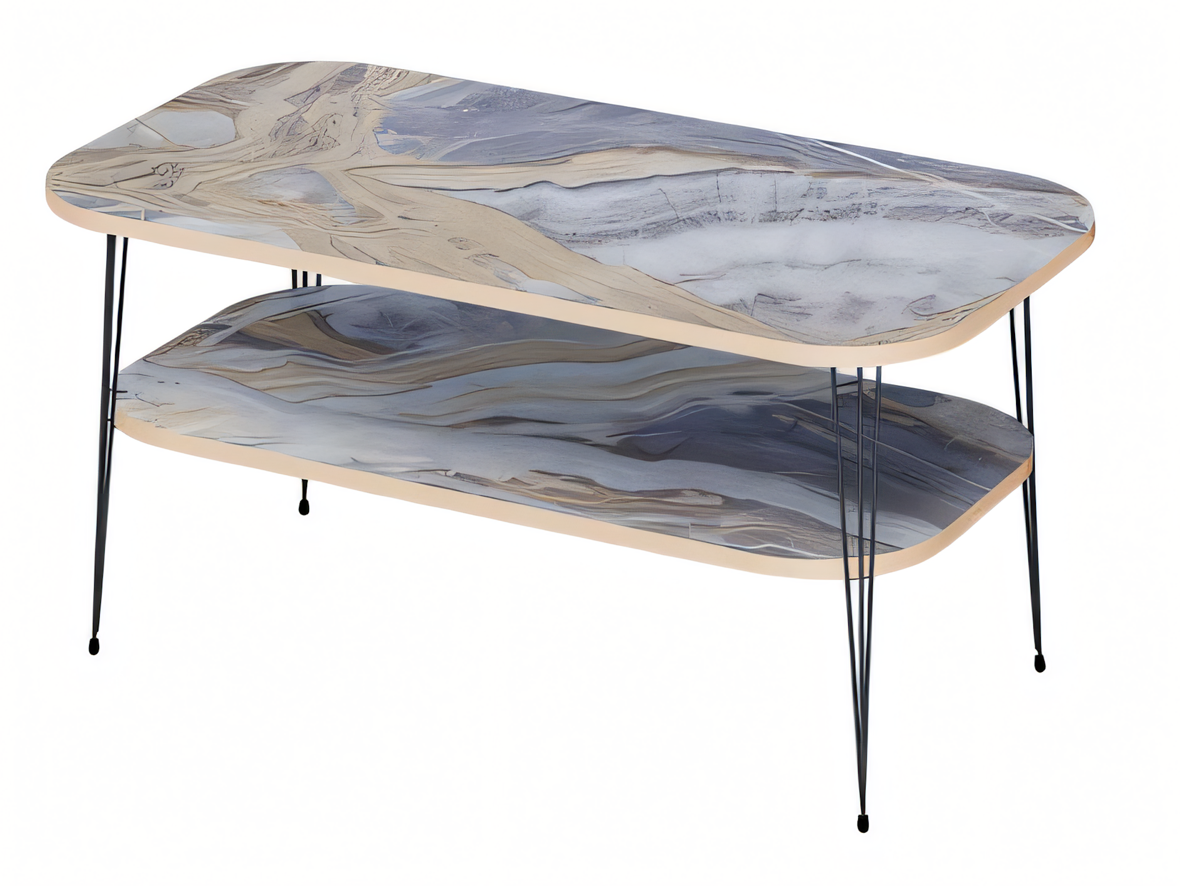 Moderner bunter Couchtisch aus Holz mit lebendigen Farben