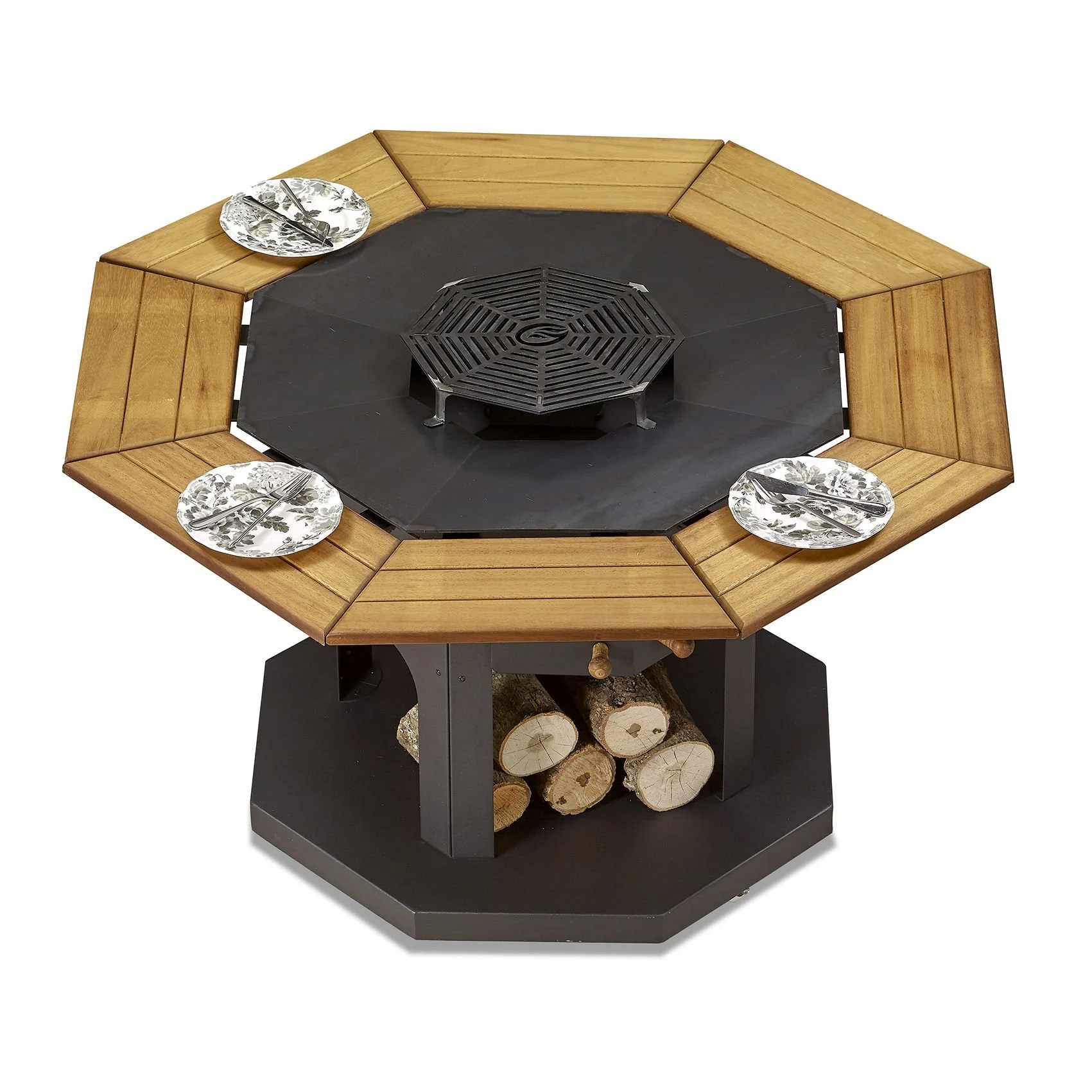 Schwarzer Holz-Grilltisch im eleganten Design für den Außenbereich