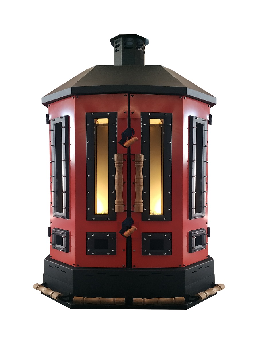 Roter Gartenofen aus Edelstahl für Terrasse und Garten