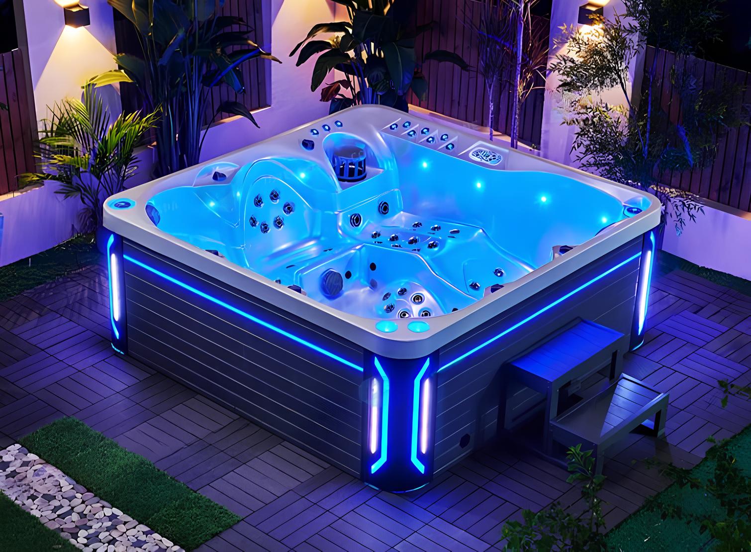 Spa-Bad Whirlpool Blubberbad Hydromassagewanne Whirlwanne 210x210 cm