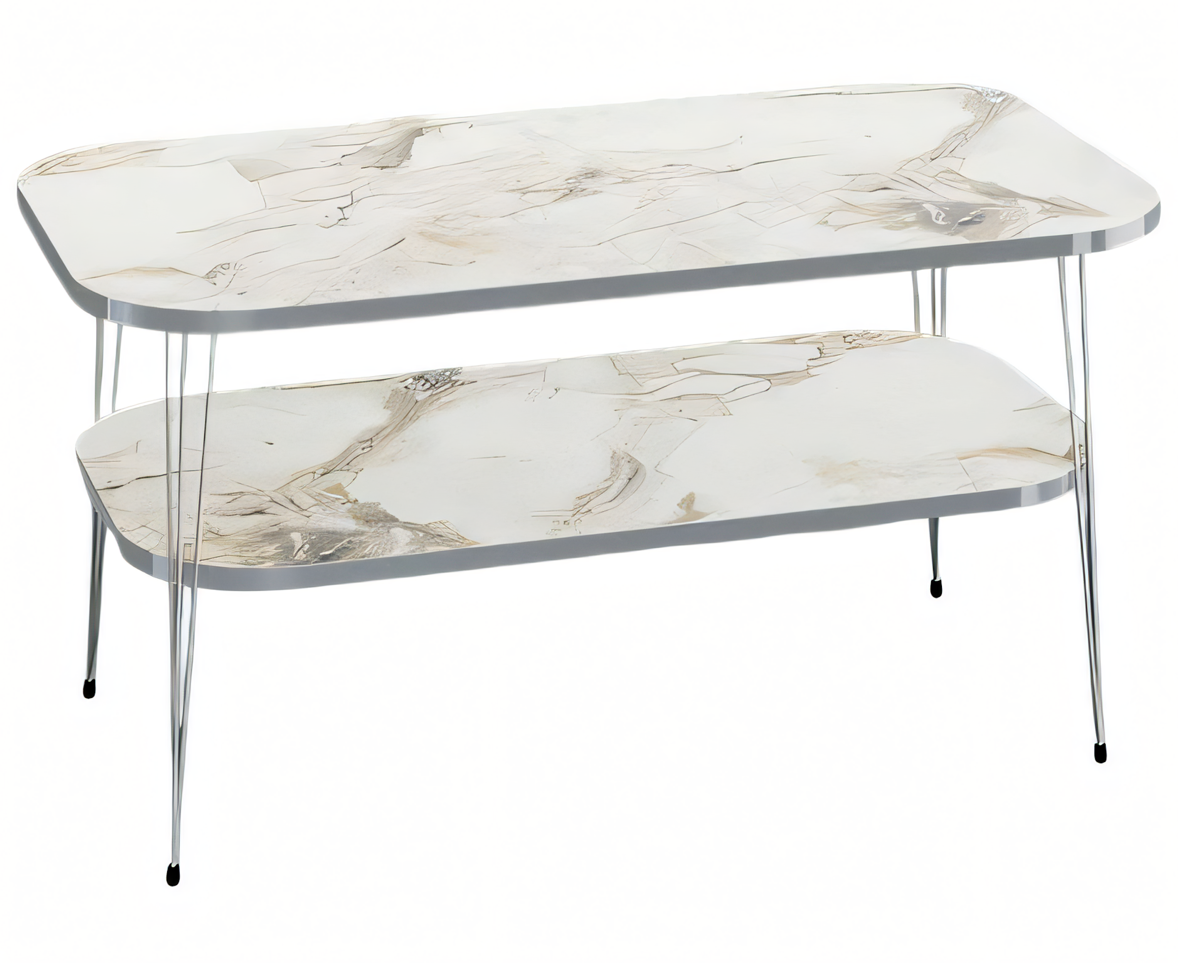 Moderner mehrfarbiger Couchtisch aus Holz und Edelstahl