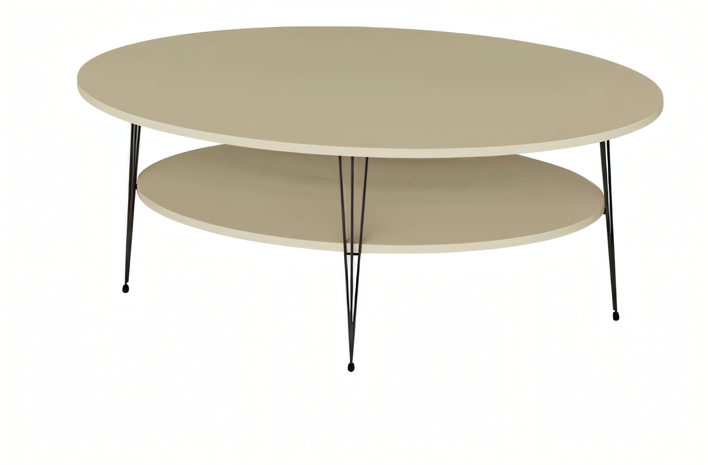 Moderner Beigefarbener Couchtisch aus Holz mit Edelstahl