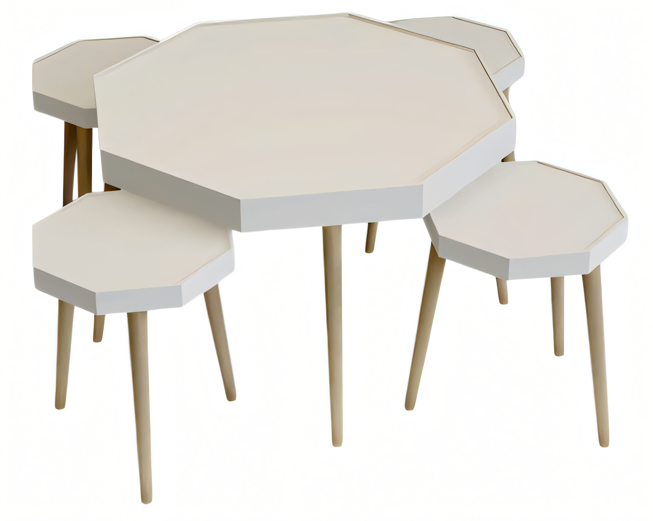 Beistelltisch Set 5 Teile mit Holz-Beinen und Modernem Design