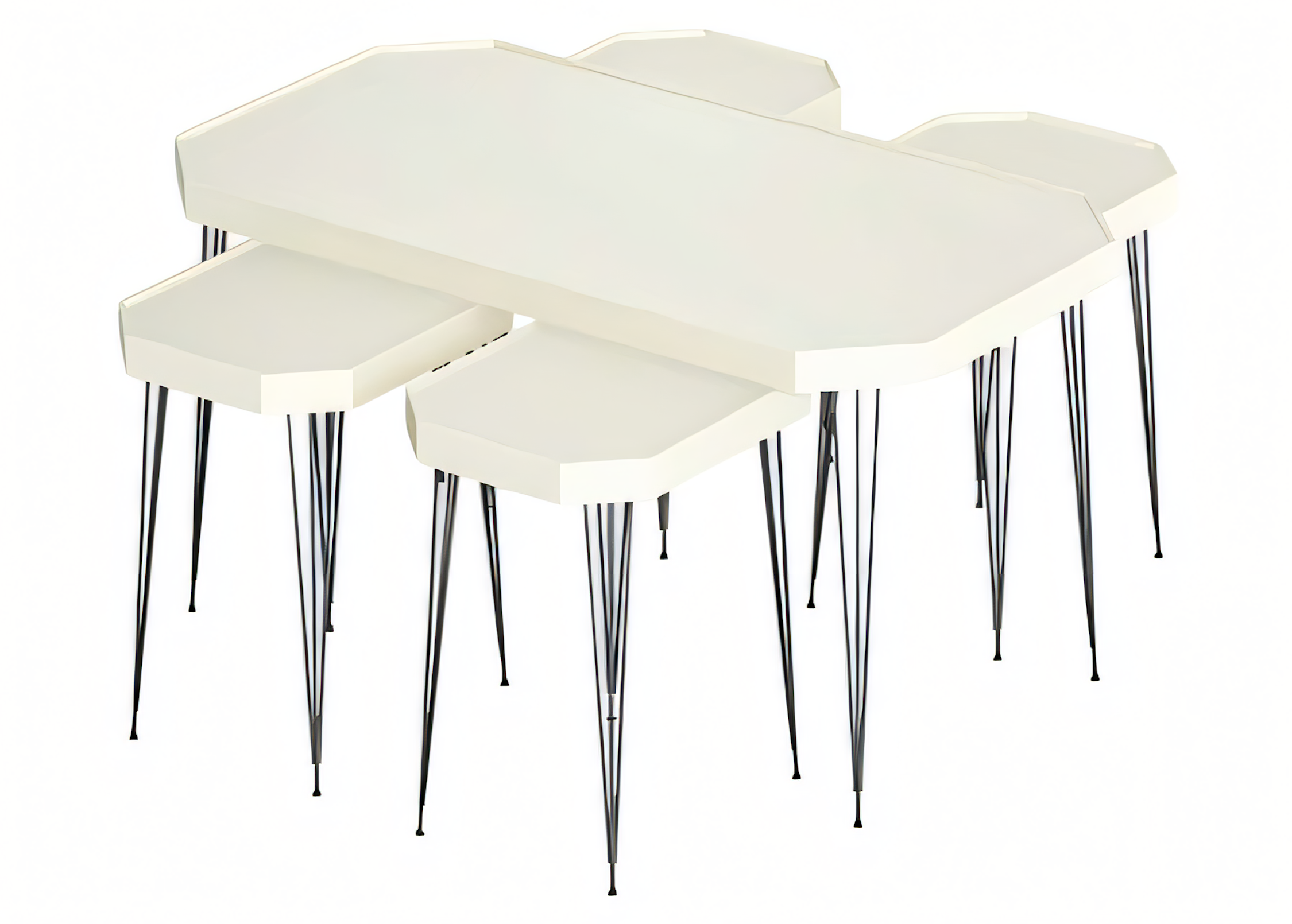 Beistelltisch Set 5 Teile mit Schwarz-Metallbeinen und Modernem Design