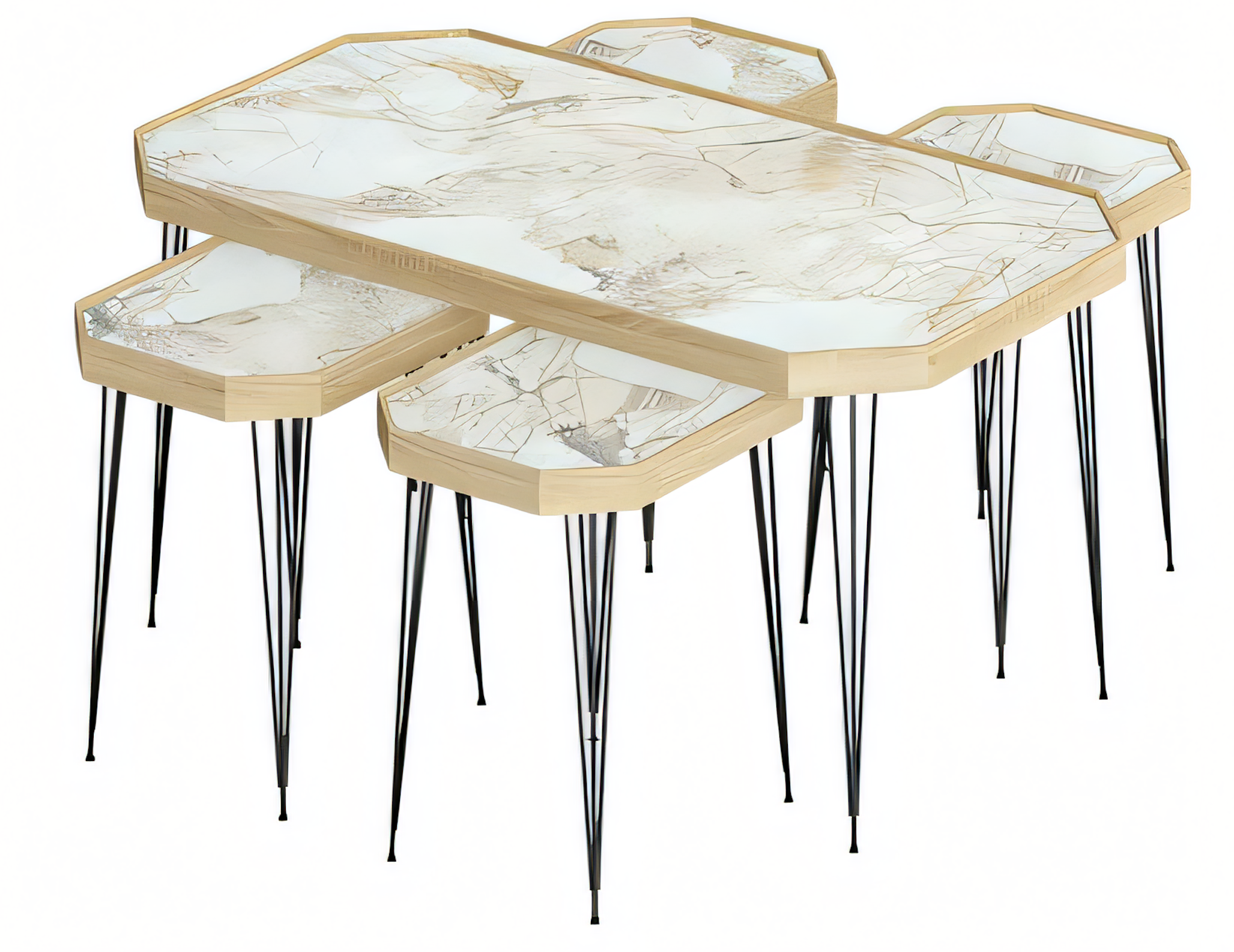 Couchtisch aus Holz in Beige modern eleganter Wohnstil