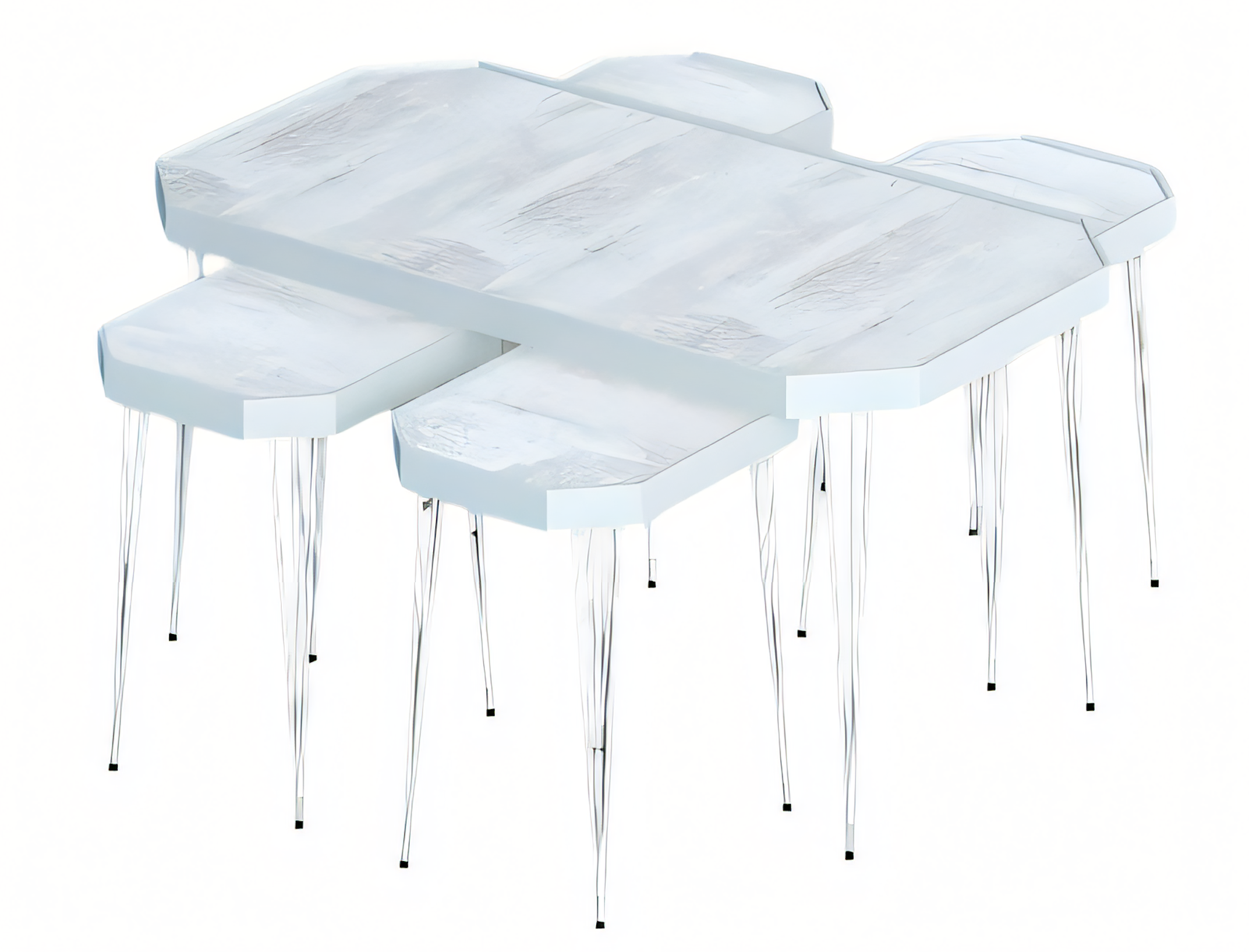 Beistelltisch Set 4 Teile Weiß mit Metallbeinen