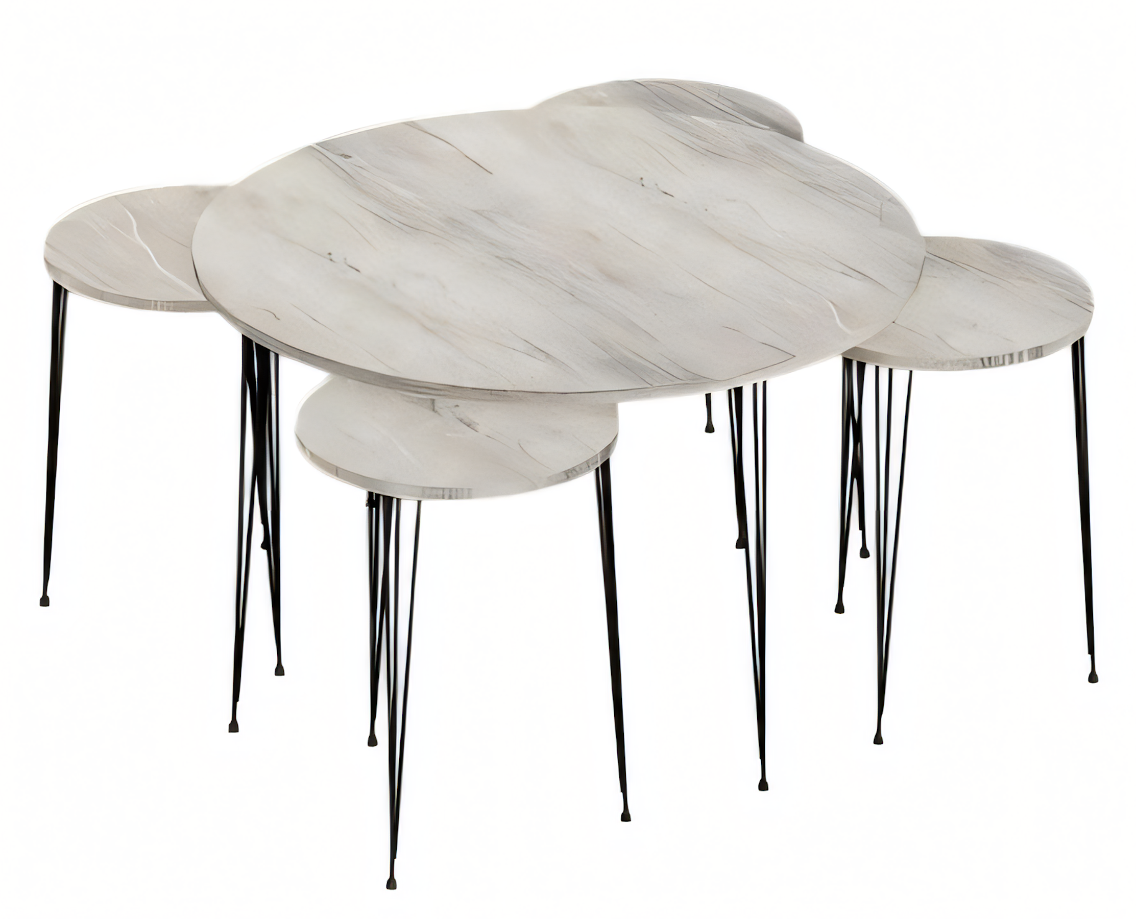 Design Couchtisch Set Rund mit Ablage