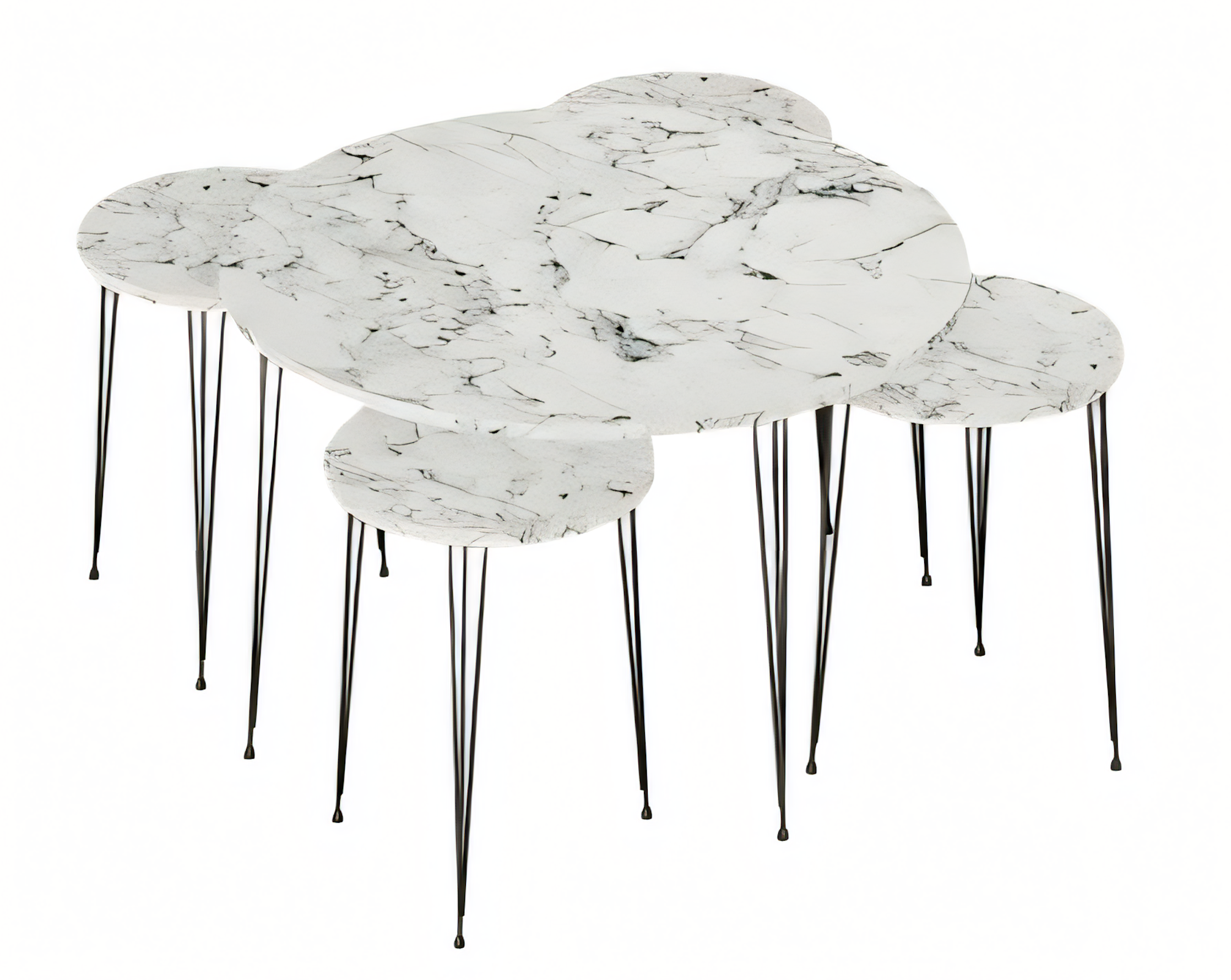 Eleganter weißer Holztisch mit Beistelltischen im klassischen Stil